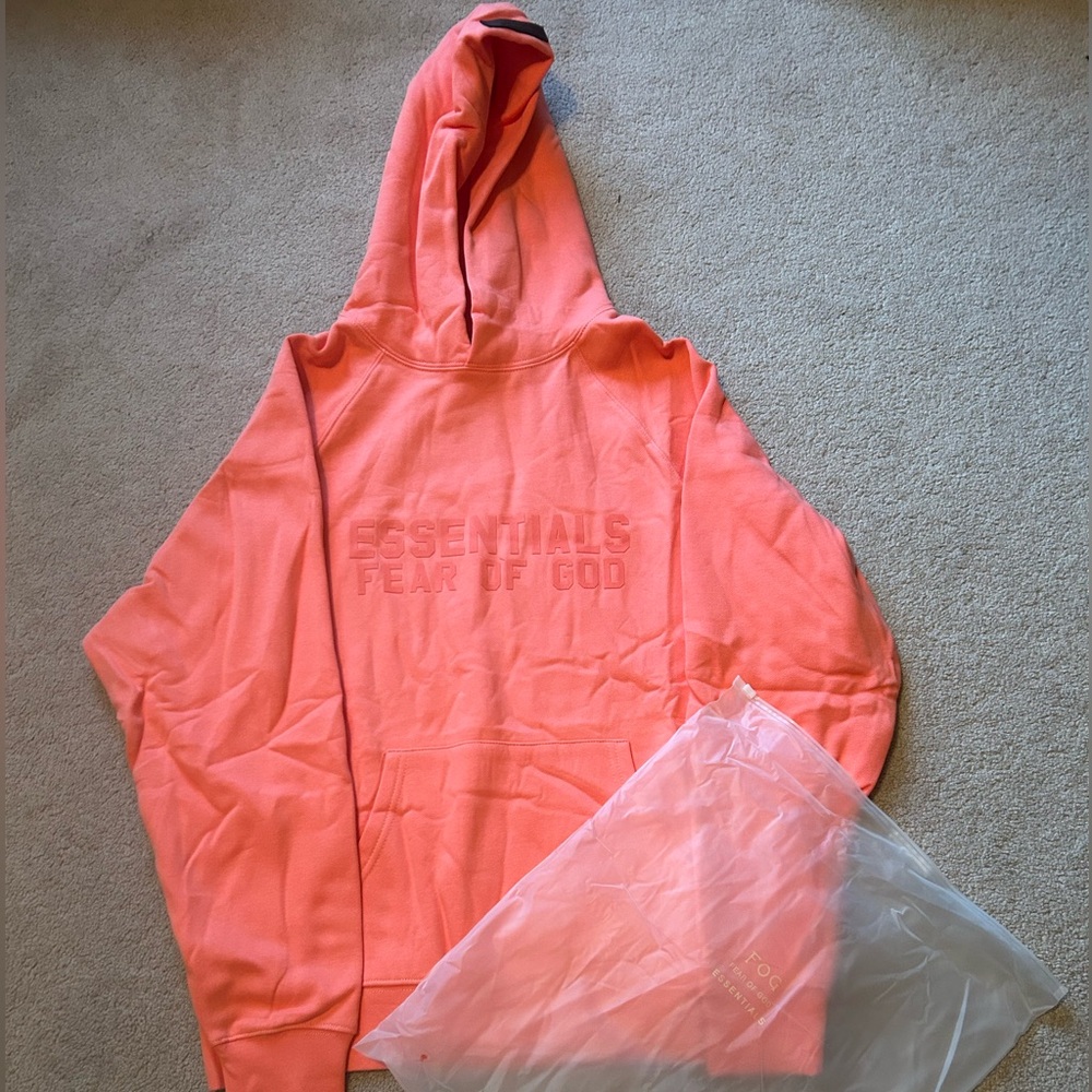 Brand New Salmon Pink Essentials Hoodie